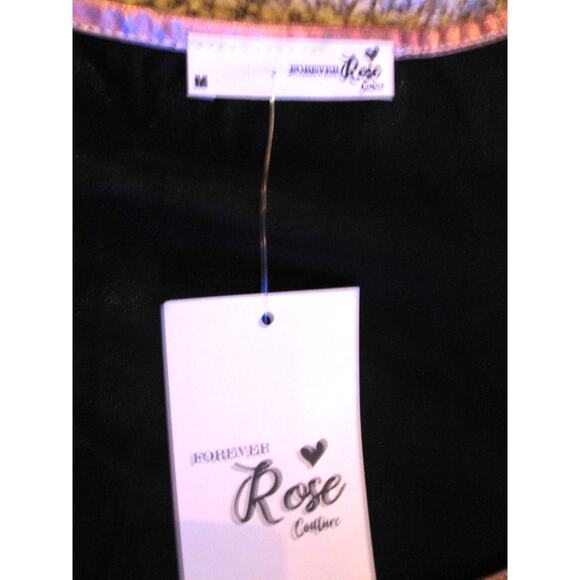 NEW Forever Rose Couture Mini Bodycon Dress Medium Shiny Pink/Purple Metallic - Picture 2 of 3